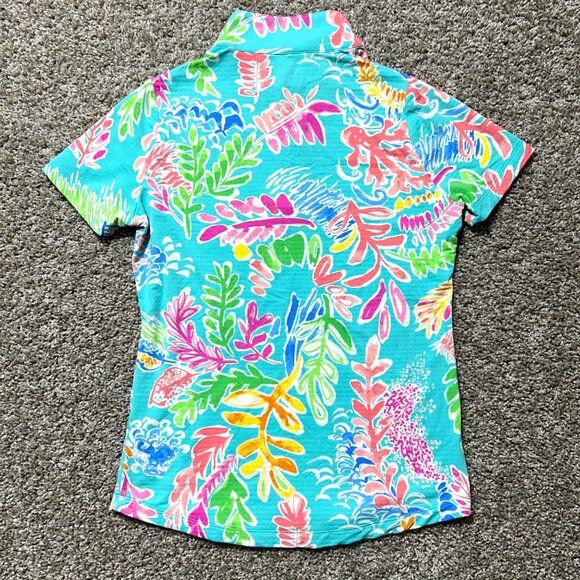 IBKUL Womens XS Tropical Print Half-Zip Short Sleeve Shirt Multicolor - Picture 4 of 7